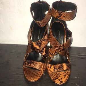 Zara Woman Snakeskin Heeled Sandals